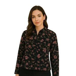 Xscape by Joanna Chen VTG‎ Floral Print Button Down Long Sleeve Top Blouse 3X
